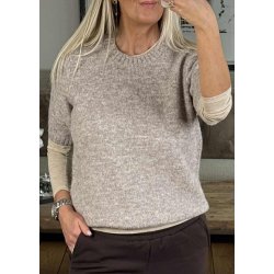 Saggia Lo s/s Knit Pullover- Humus Melange