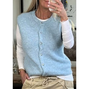 Saggia Re Knit Vest Cardigan- Sky m