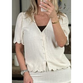 Sanne 2/4 Lo V-neck Top- Sandshell