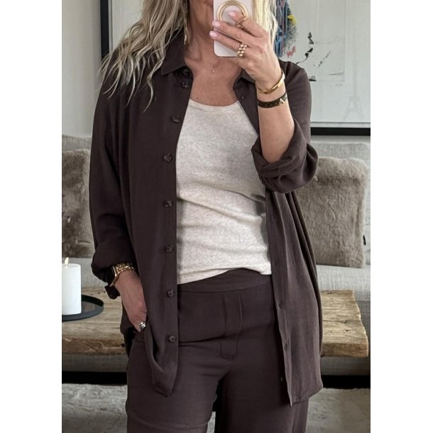 Sanne l/s Shirt- Seal brown