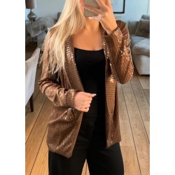 Sequin Shiny Blazer- Brown 