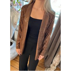 Sequin Shiny Blazer- Brown 