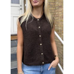 Saggia Knit Vest- Seal brown
