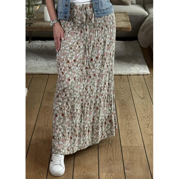 Small Flower Skirt Dress- Beige