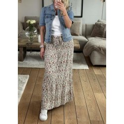 Small Flower Skirt Dress- Beige