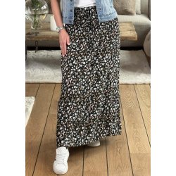 Small Flower Skirt Dress- Black