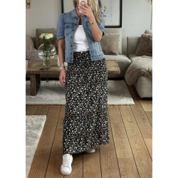 Small Flower Skirt Dress- Black