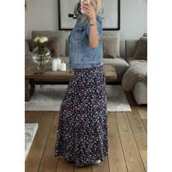 Small Flower Skirt Dress- Marine