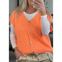Soft Sleeveless Cardigan- Orange