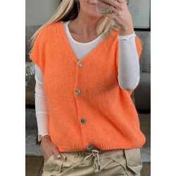 Soft Sleeveless Cardigan- Orange