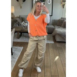 Soft Sleeveless Cardigan- Orange