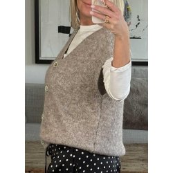 Soft Sleeveless Cardigan- Taupe