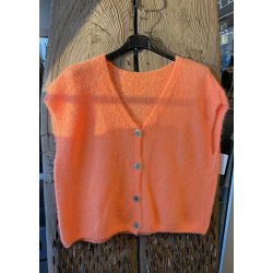 Soft Sleeveless Cardigan- Orange