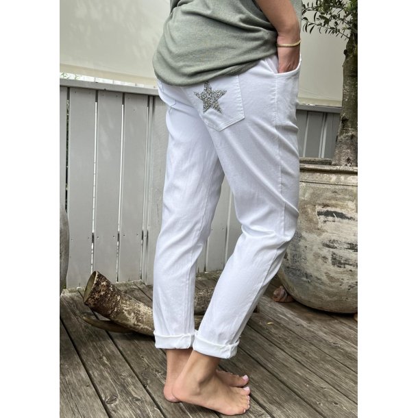 Stretchy Pants Glam Star-White