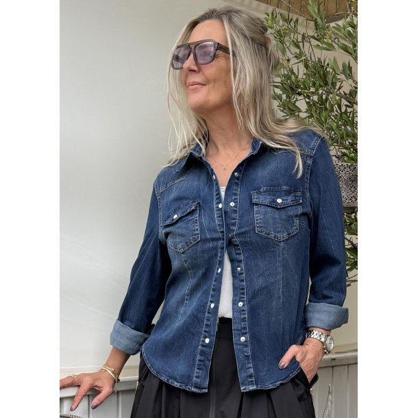 Stabia Denim Shirt- Dark Blue