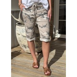 Stretchy Camou capri- Beige