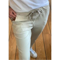Stretchy Plain Pants- Beige