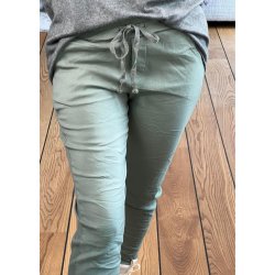 Stretchy Plain Pants- Khaki