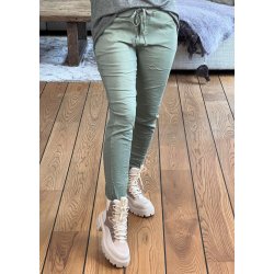 Stretchy Plain Pants- Khaki