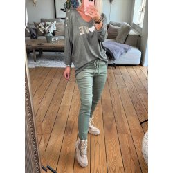 Stretchy Plain Pants- Khaki