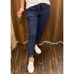 Stretchy Plain Pants- Navy