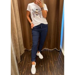 Stretchy Plain Pants- Navy