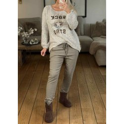 Stretchy Plain Pants- Taupe