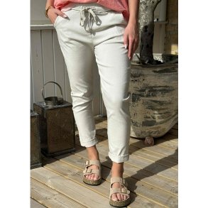 Stretchy Plain Pants- Beige