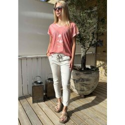 Stretchy Plain Pants- Beige