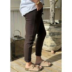 Stretchy Plain Pants- Brown