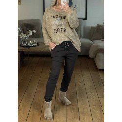 Stretchy Plain Pants- Brown