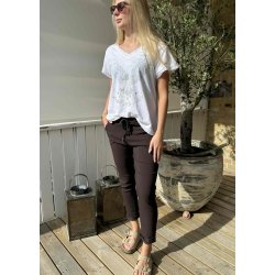 Stretchy Plain Pants- Brown