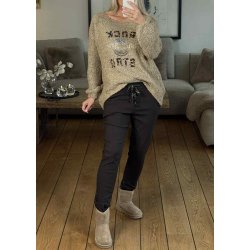 Stretchy Plain Pants- Brown