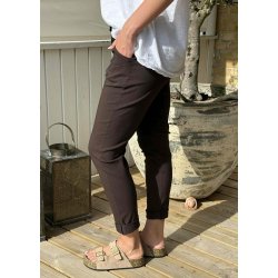 Stretchy Plain Pants- Brown