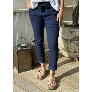Stretchy Plain Pants- Navy