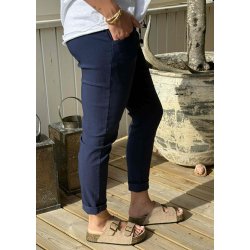 Stretchy Plain Pants- Navy