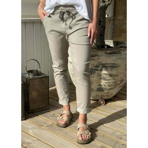 Stretchy Plain Pants- Taupe