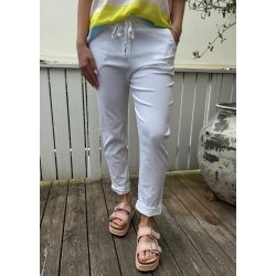 Stretchy plain Pants- White