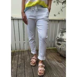 Stretchy plain Pants- White
