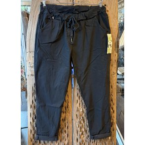Stretchy Plain Pants Plus Size 42/46-Black