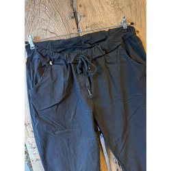 Stretchy Plain Pants Plus Size 42/46-Black