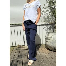 Stretchy Wide Pants- Navy