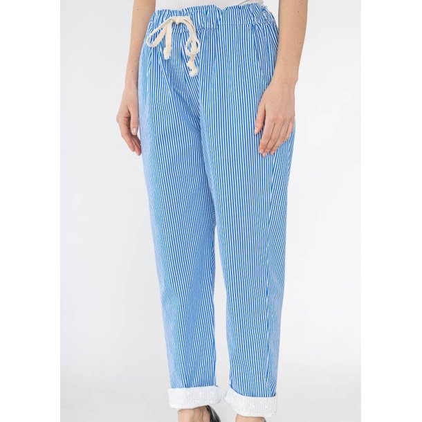 Striped Pants With Lace Bottom-Royal Blue - Underdele - Filuca B