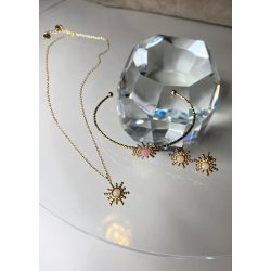 Sun Open Bracelet Natual Stone