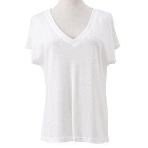Swan V-neck T-shirt- White 