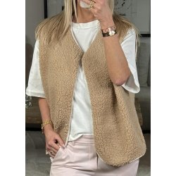 Teddy Vest- Beige