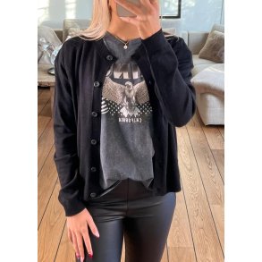 Thess Ls Short Cardigan-Black