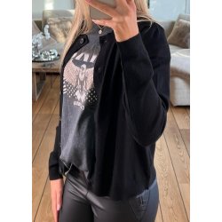 Thess Ls Short Cardigan-Black