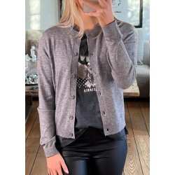 Thess Ls Short Cardigan- Grey melan