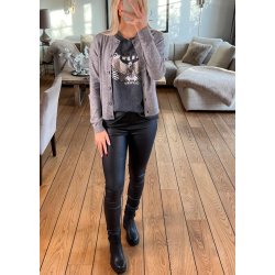 Thess Ls Short Cardigan- Grey melan